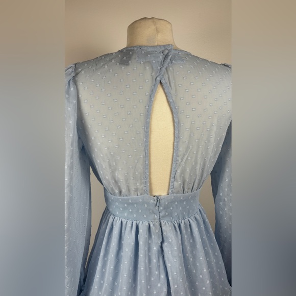 Long Sleeve Dotted Flowy Romantic Dress - Picture 6 of 8